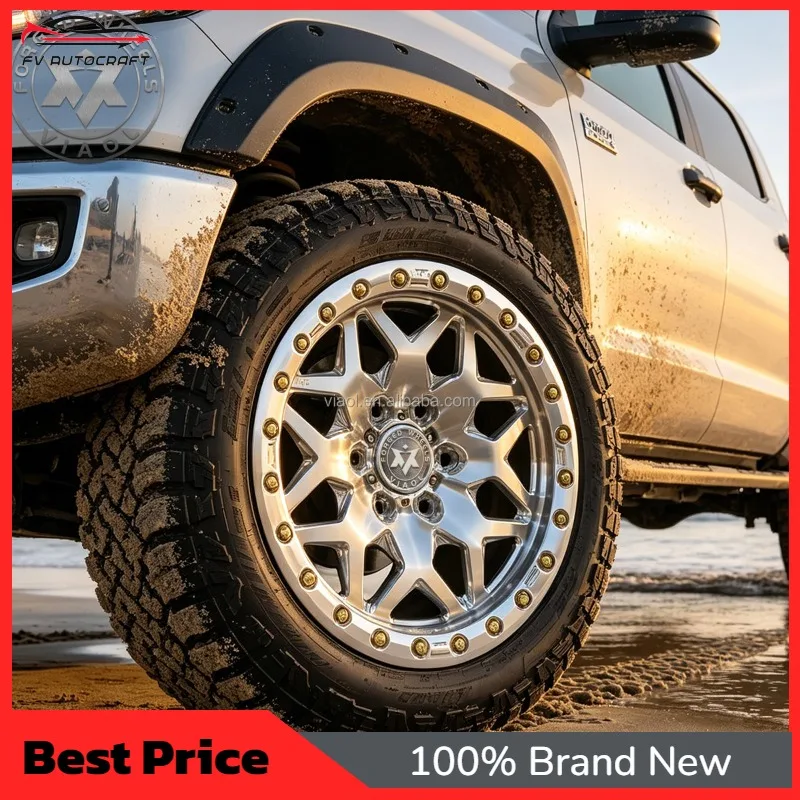 【2026】Viaol Beadlock Wheels Simulated Beadlock Rims Machined Face Polished Forged Wheel Rim 4x4 Offroad For RAM1500 GMC Sierra
