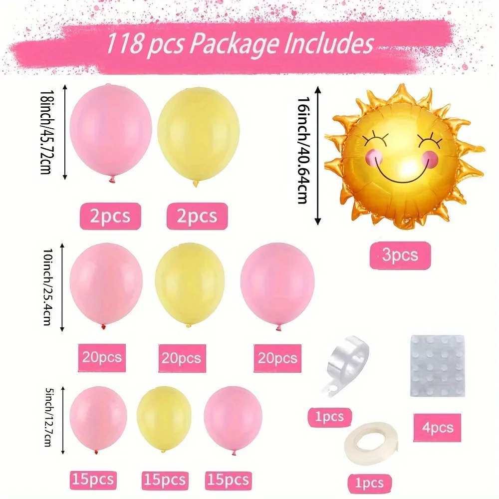 1pc/18PCS Maca Pink Yellow Balloon Garland Set Suitable for Back To School Decoration,Birthday Party Balloon Decoration Supplies