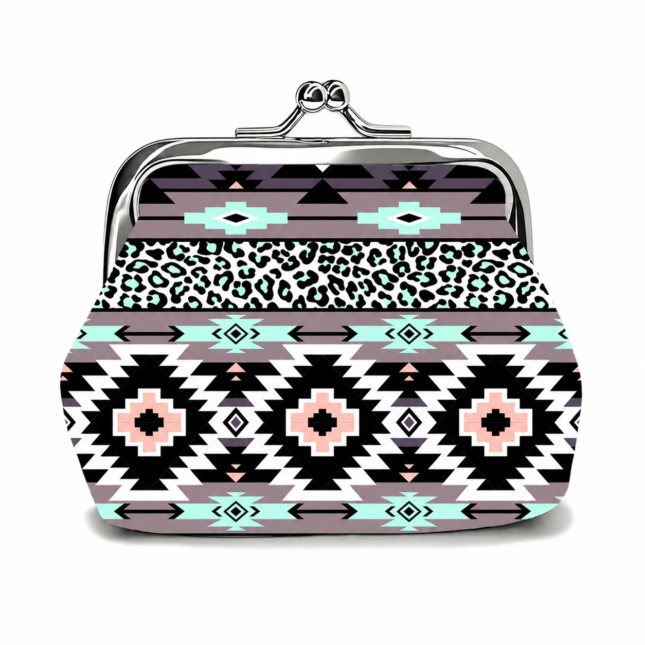 Unisex Small Bag Unisex Printed Coin Purse Kiss Lock Coin Purse Artistic Fabric Metal Clasp Purse For Gift Giving Dating