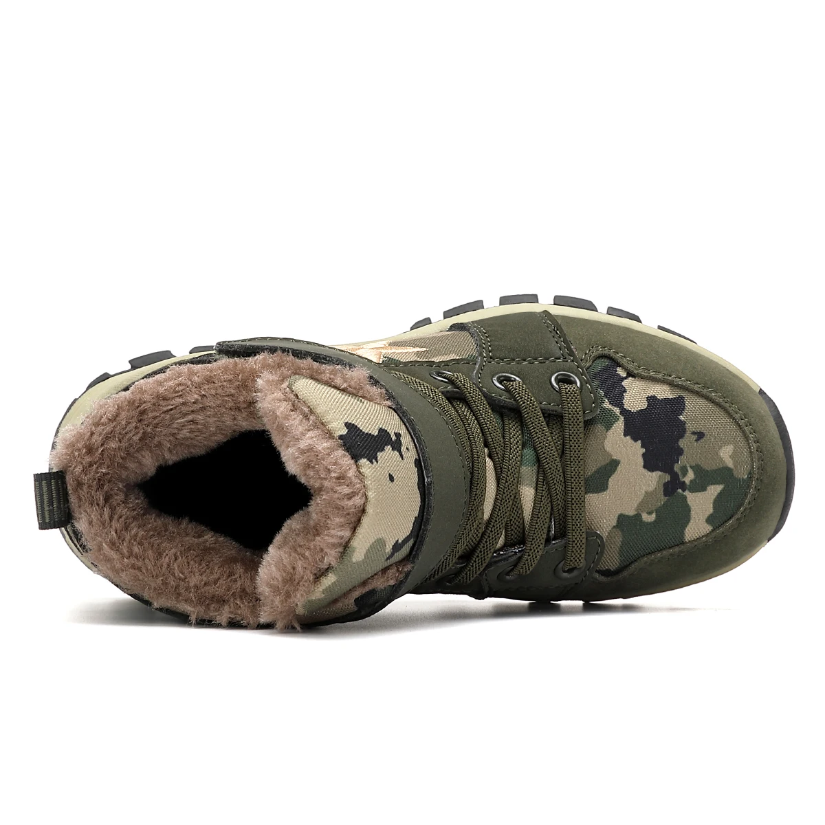 Top medio mimetico verde militare per bambini con stivali da neve in cotone e stivali per bambini in velluto Scarpe invernali in cotone caldo per bambini