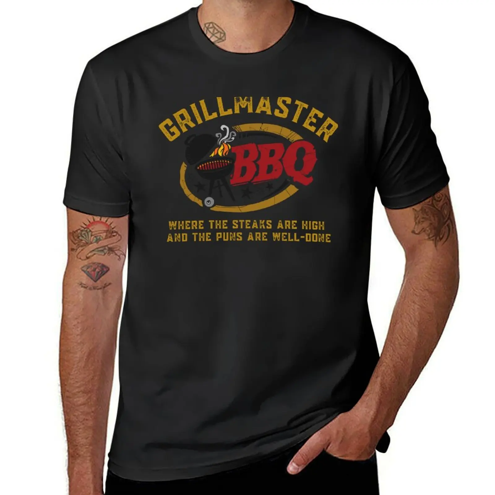 GRILLMASTER BBQ STEAKS ARE HIGH PUNS WELL DONE T-Shirt heavyweights sublime hippie clothes oversized mens graphic t-shirts anime