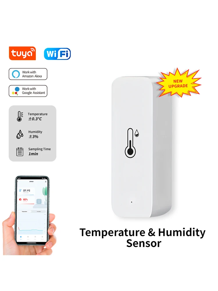Tuya Smart WiFi temperatuur-vochtigheidssensor Indoor hygrometer Thermometer APP Remote Monitor Compatibel met Alexa Google - afbeelding 2