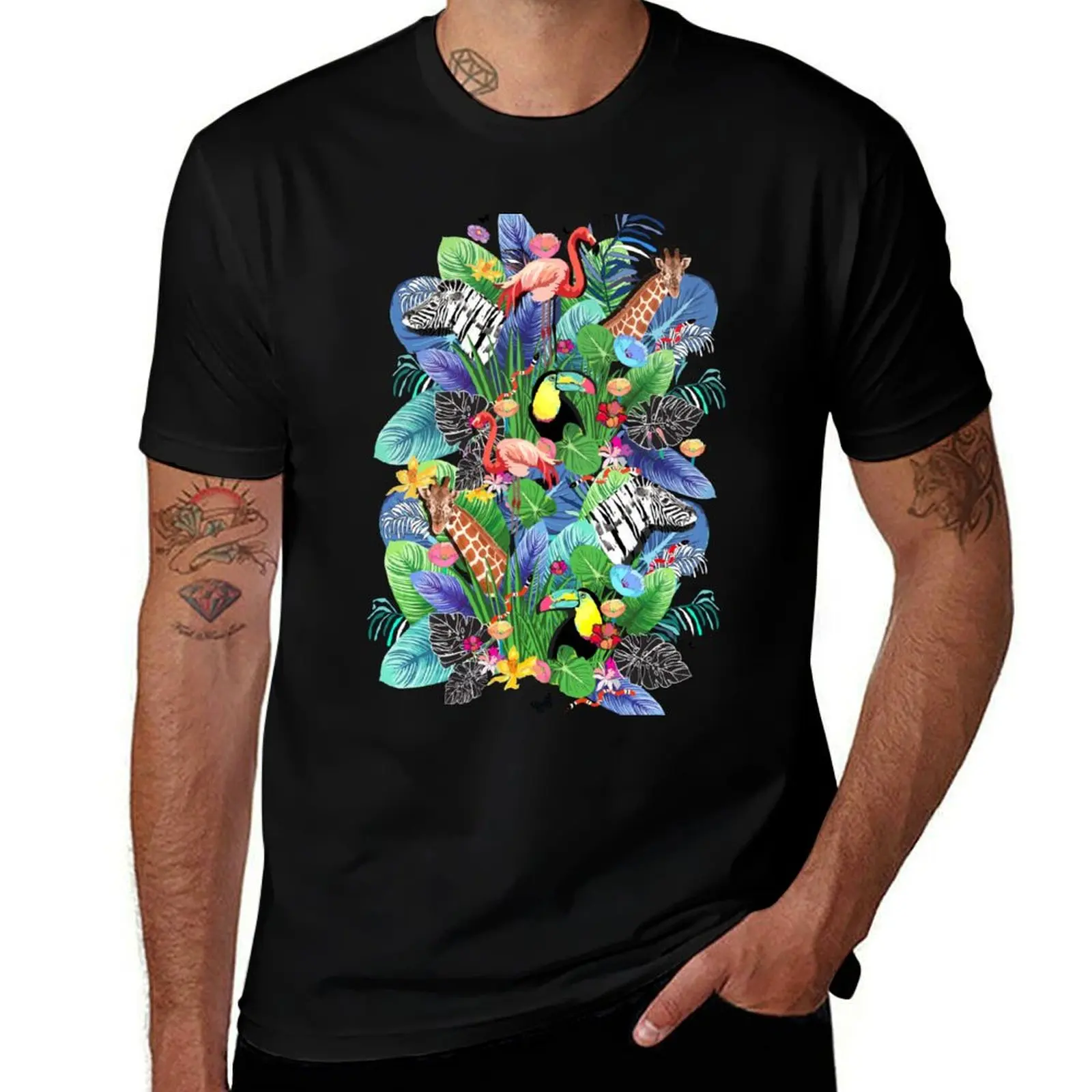 Tropical Jungle T-Shirt Anti-Perspiration Workout Top