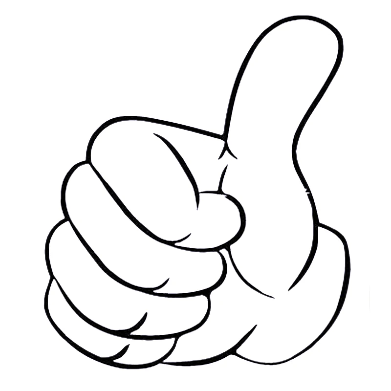 Cartoon Gesture Thumb Success Car Decoration Decal Personality Decal Cover Scratch Car Sticker Black/white, 15cm*12cm
