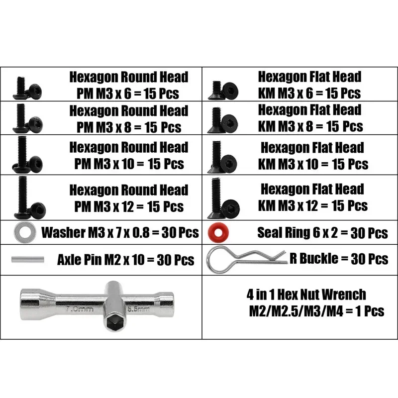 271Pcs Repair Tool and Screws Box Set for 1/10 RC Car HSP Axial SCX10 TRX4 include Hexagon Wrench