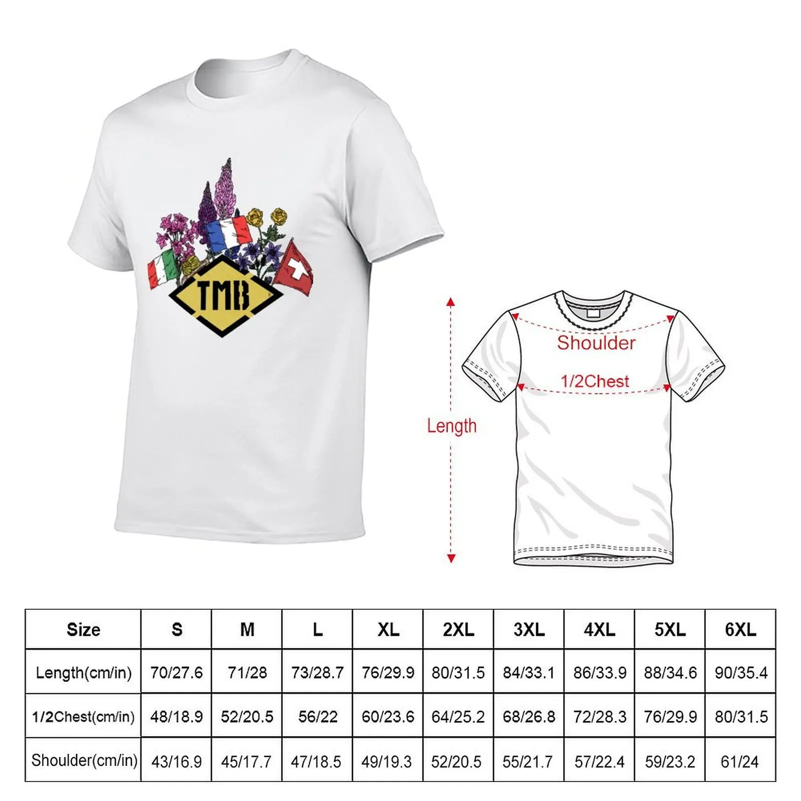 Tour Du Mont Blanc Flags & Flowers T-Shirt quick drying Short sleeve tee mens graphic t-shirts