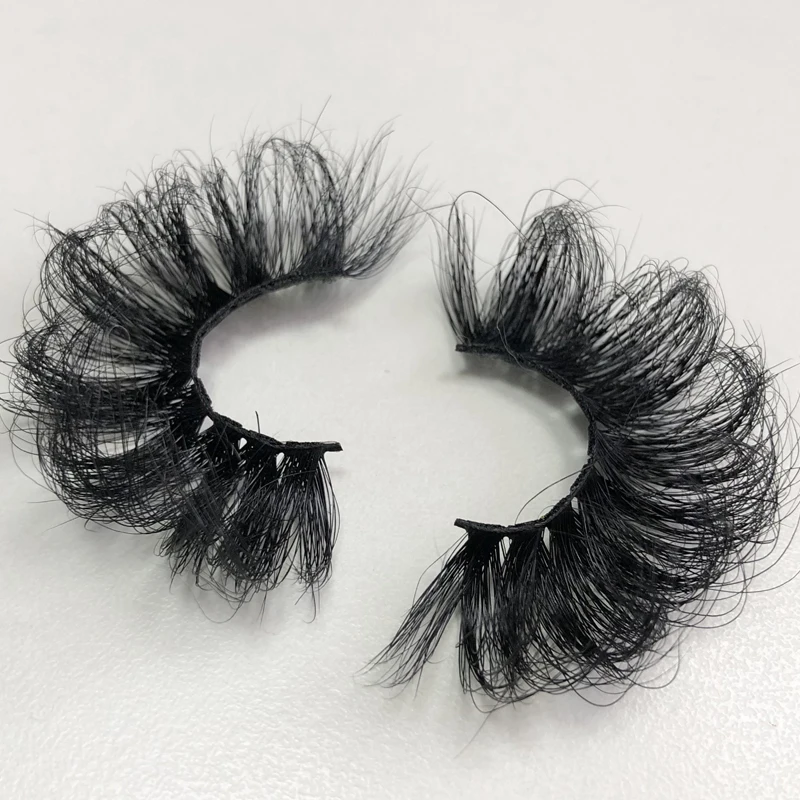 Mikiwi Dramatic 25mm Fluffy Real Mink Eyelashes 100% Handmade Curly Volume Russian False Lashes Only with Tray For Makeup Tools