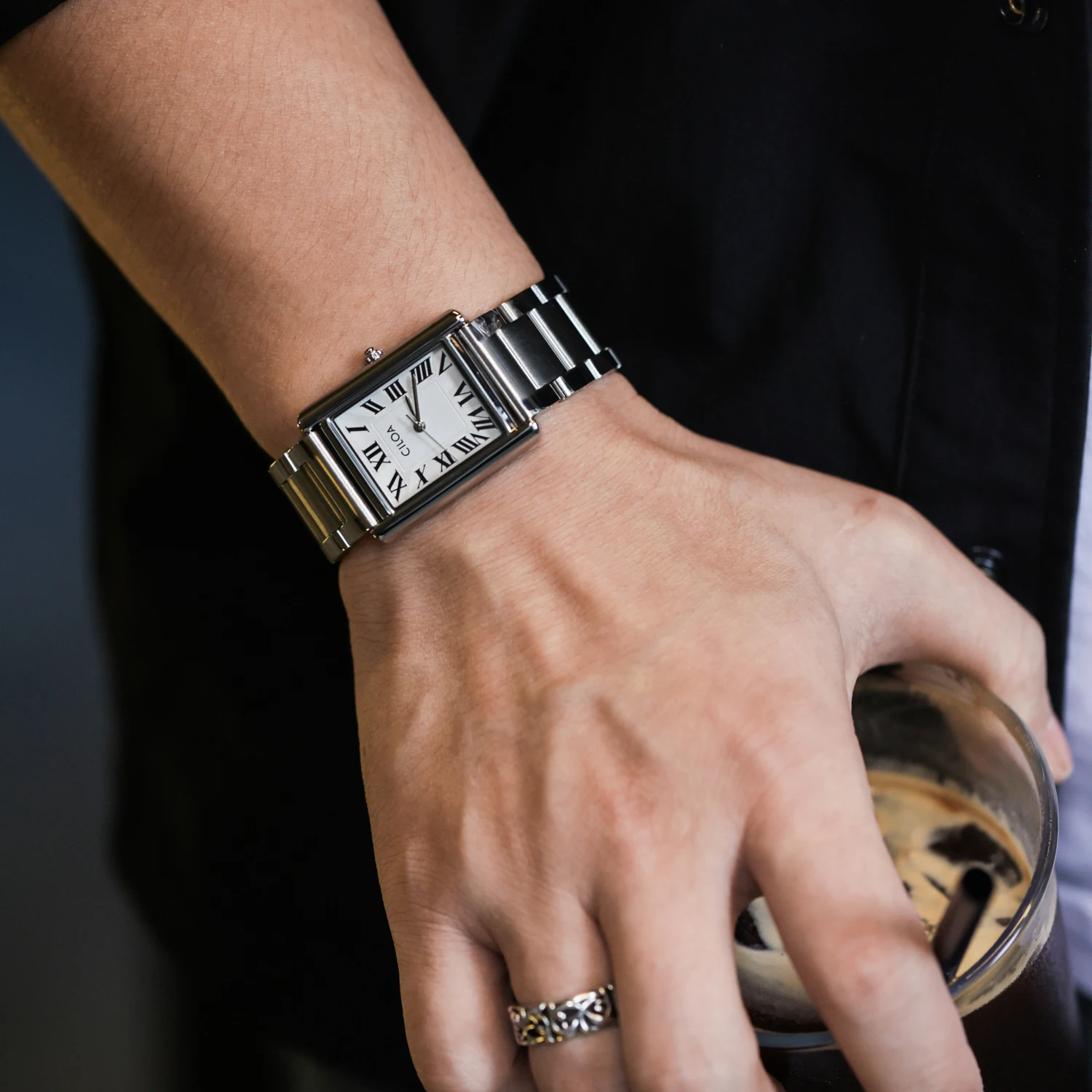 

CILOA Silver Square Tank Watch for Men: High-Quality, Light Luxury Gift, High-End Waterproof Sporty New Fashion Quartz Watch