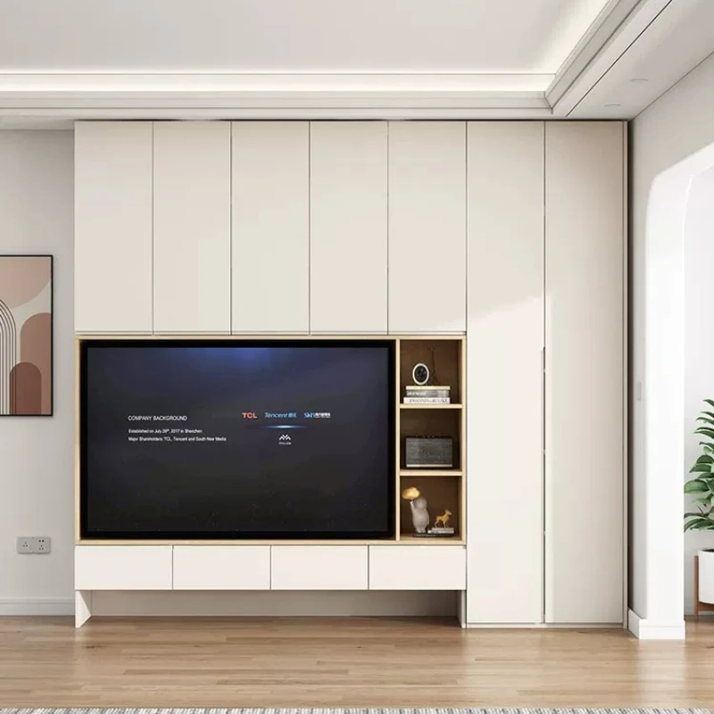 LTT Cream Wind TV Cabinet Simple Modern Living Room Home Background Wall Storage Locker