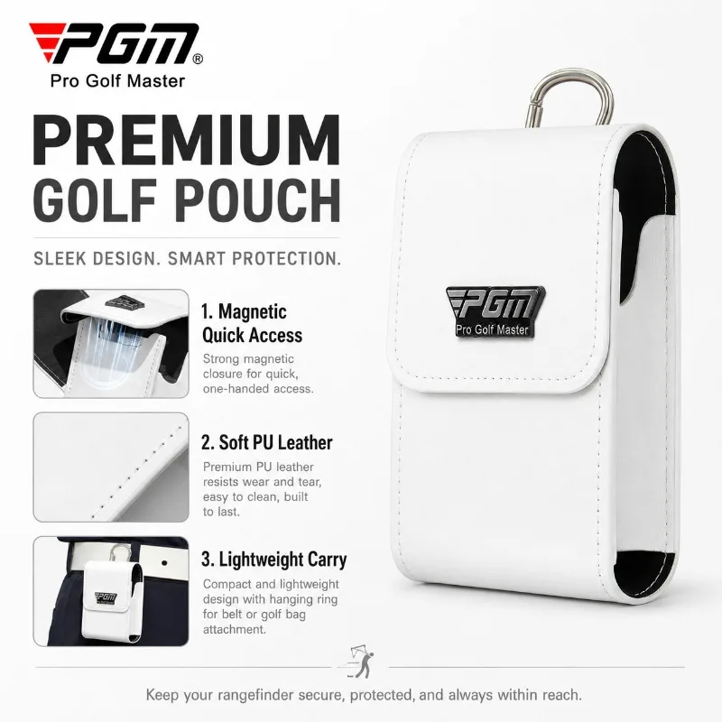 PGM Magnetic Golf Waist Pouch Rangefinder Case Clip On PU Leather Lightweight Hip Belt Bag Quick Access Golf Accessory Men Women - view 6