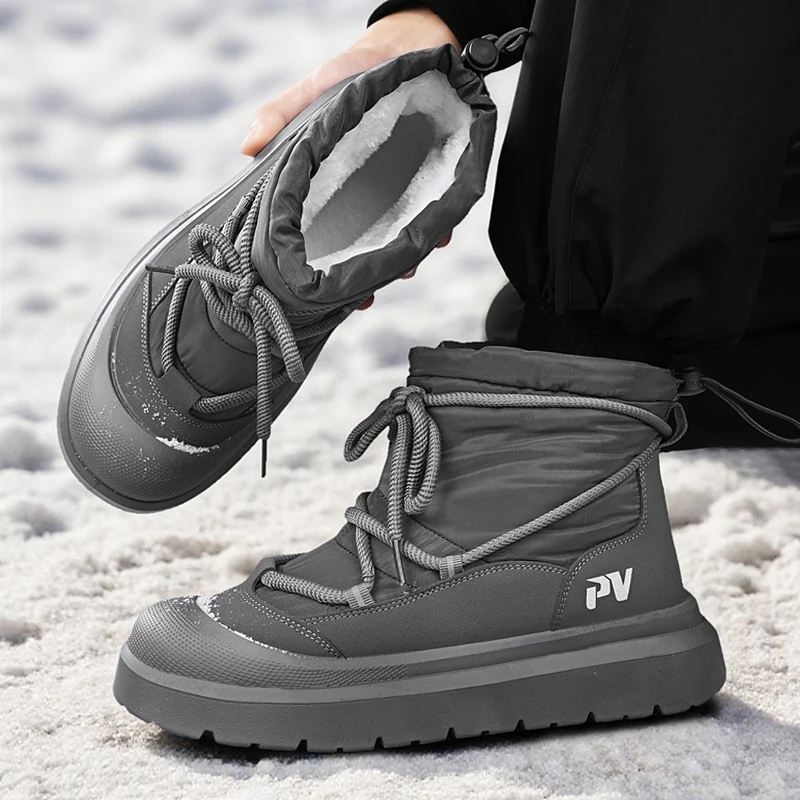 جديد كبير الحجم خفيف الوزن عالي الجودة مضاد للانزلاق الصوف ودافئ قدم واحدة في الهواء الطلق أحذية الثلوج غير رسمية للرجال في الشتاء #2