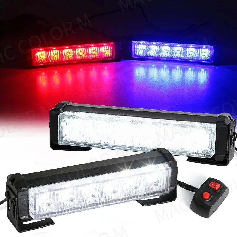 Car 2-in-1 LED Strobe Light Emergency Signal Lamps Truck Car Emergency Warning Lamp Front Grille Emergency Flashing Lightbar 12V