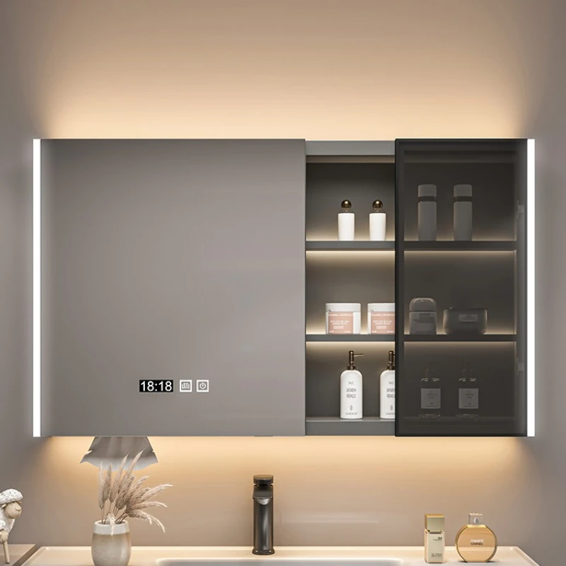 Solid wood bathroom smart mirror cabinet separately wall-mounted bathroom beauty mirror small storage armarios de baño furniture