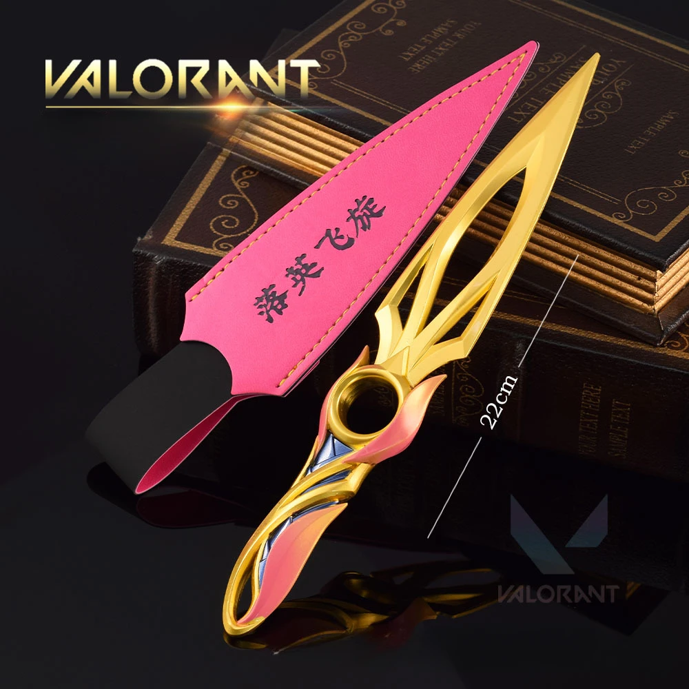 22cm Gold Mystbloom Kunai Weapon Keychain VALORANT Game Peripherals ninja Melee Metal Model Samurai Home Ornament Collection Toy