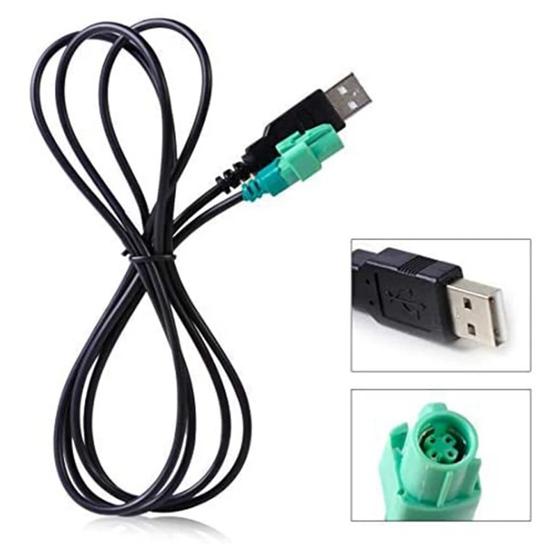 Car USB Male Head 4 Pin Wire Harness AUX Adapter Cable Fit For Golf Jetta Passat