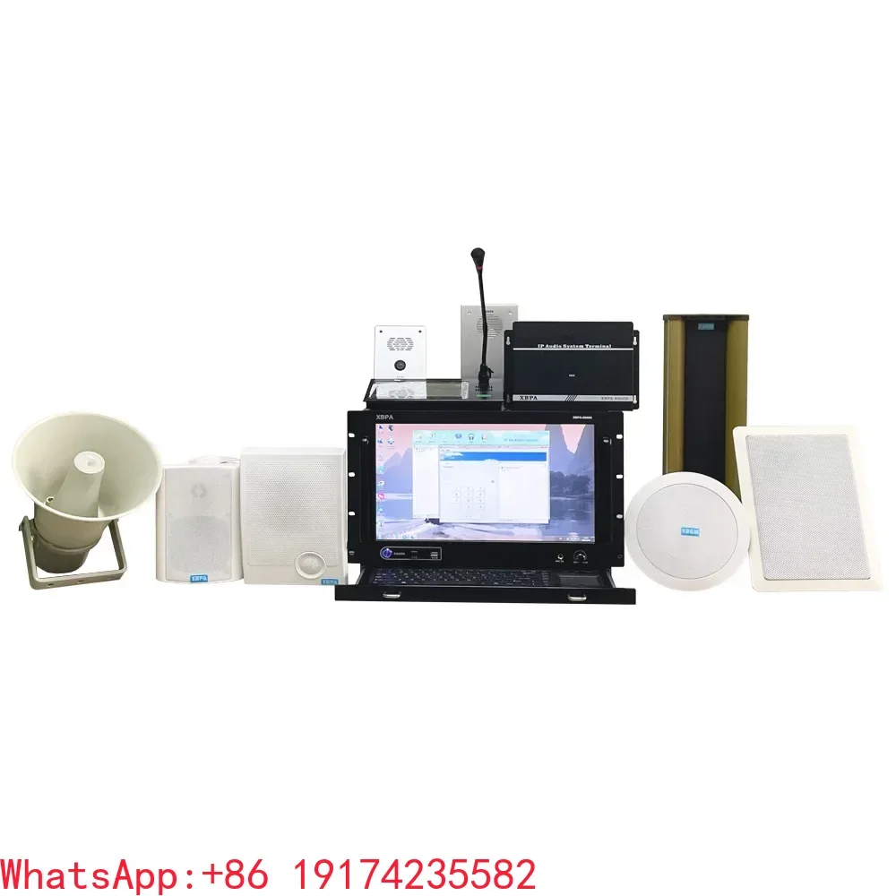 Full Set IP PA System Power Amplifier/Speaker/Microphone/Mixer For Mosque School Conference Room Sports Stadium Sound Equipment
