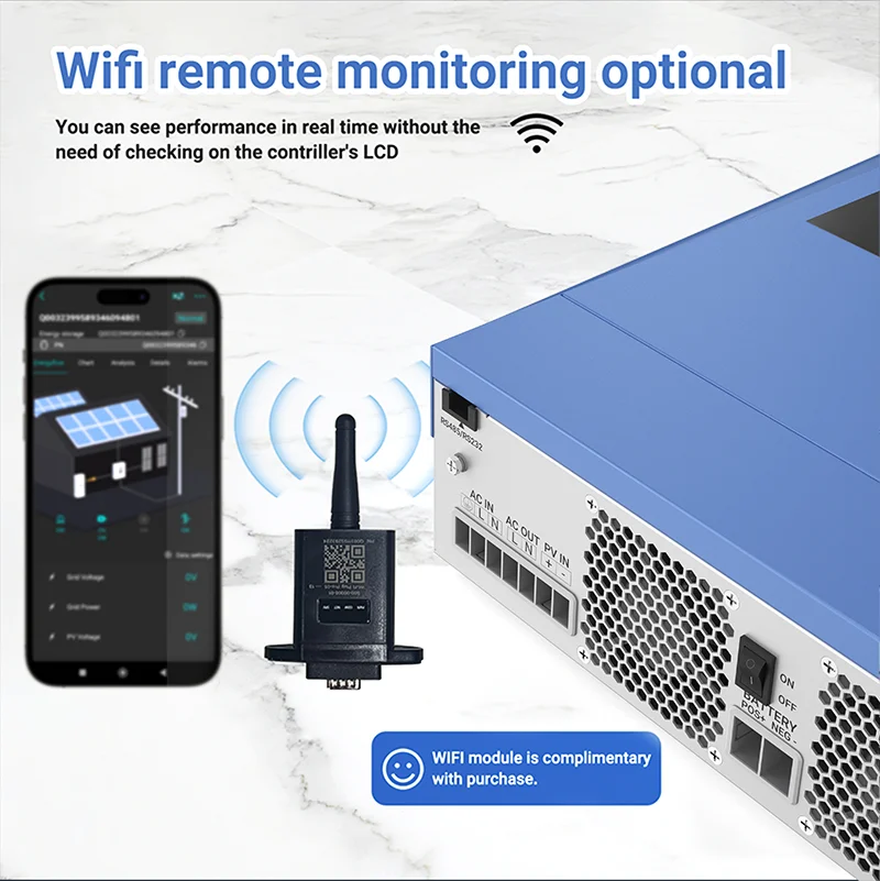 4KW 24V Hybrid Solar Inverter On Grid Off Grid Inverter Pure Sine Wave  Build in MPPT 100A Solar Charge Controller For PV 60-500