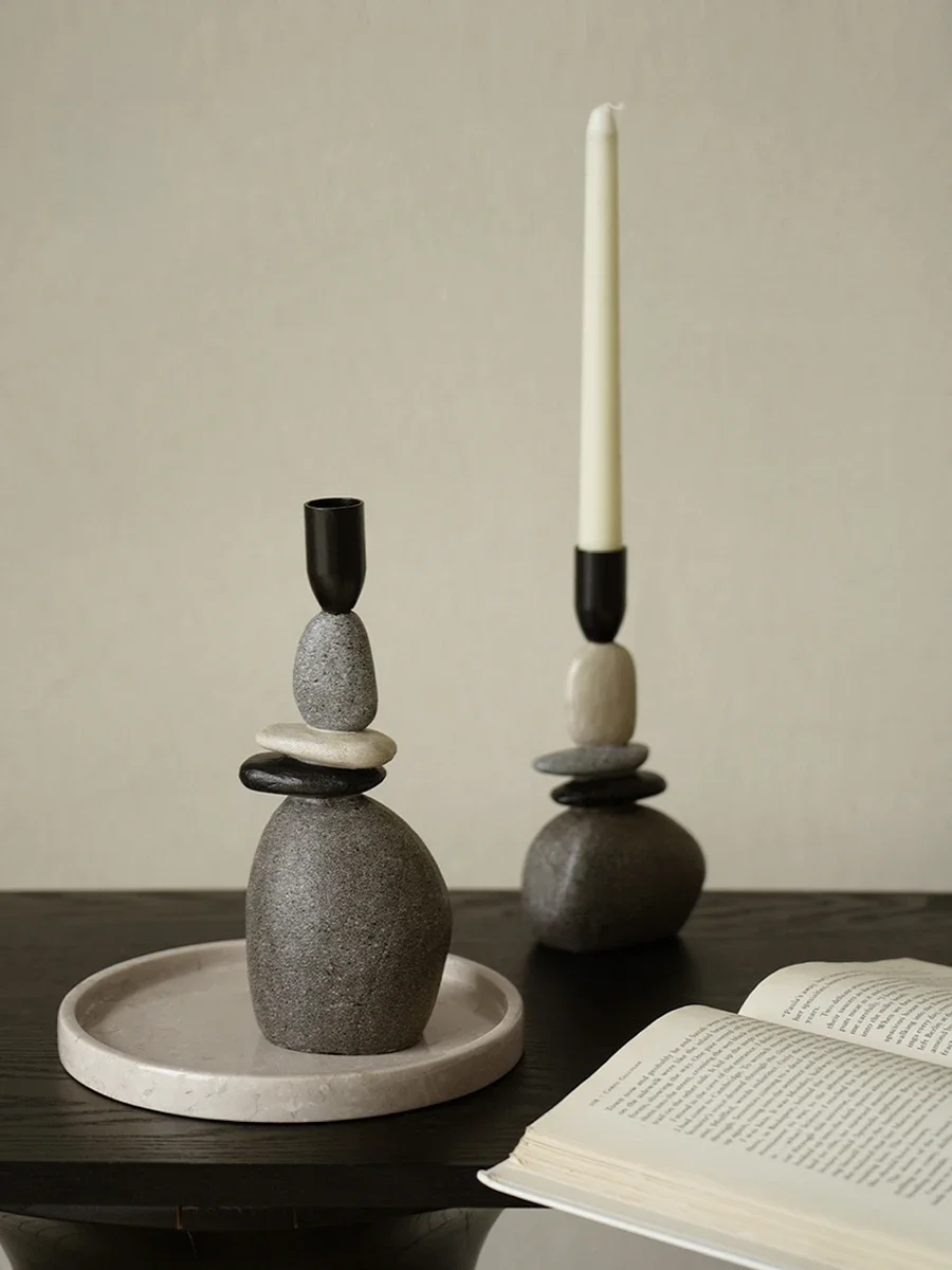 Stone Candlestick Candle Ornament Homestay Cafe Restaurant Premium Candlestick Ornament