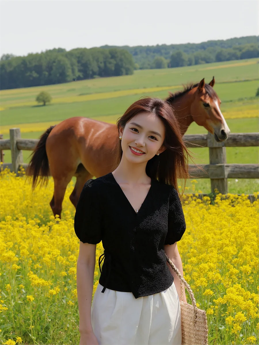 

Шикарные элегантные молодежные женские блузки с v-образным вырезом, женские хлопковые корейские стильные осенние модные длинные формальные туники с короткими рукавами, топы большого размера