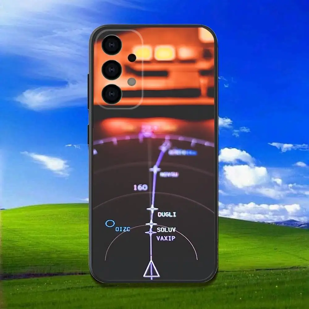 電話ケース サムスンギャラクシー A13、A21s、A22、A31、A32、A52、A53、A71、A80、飛行機パイロットコックピットソフトブラックシェル用