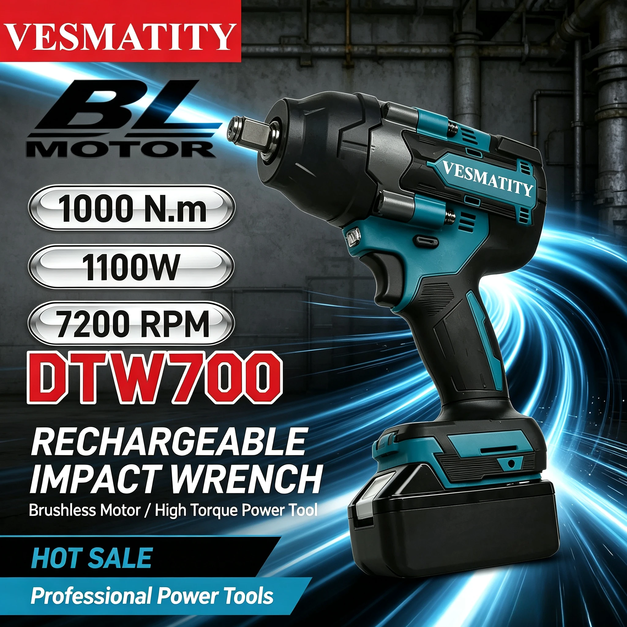 Cordless DTW700 Drill Screwdriver Fast Delivery Large Torque Power Tool  For 18V-20VBattery