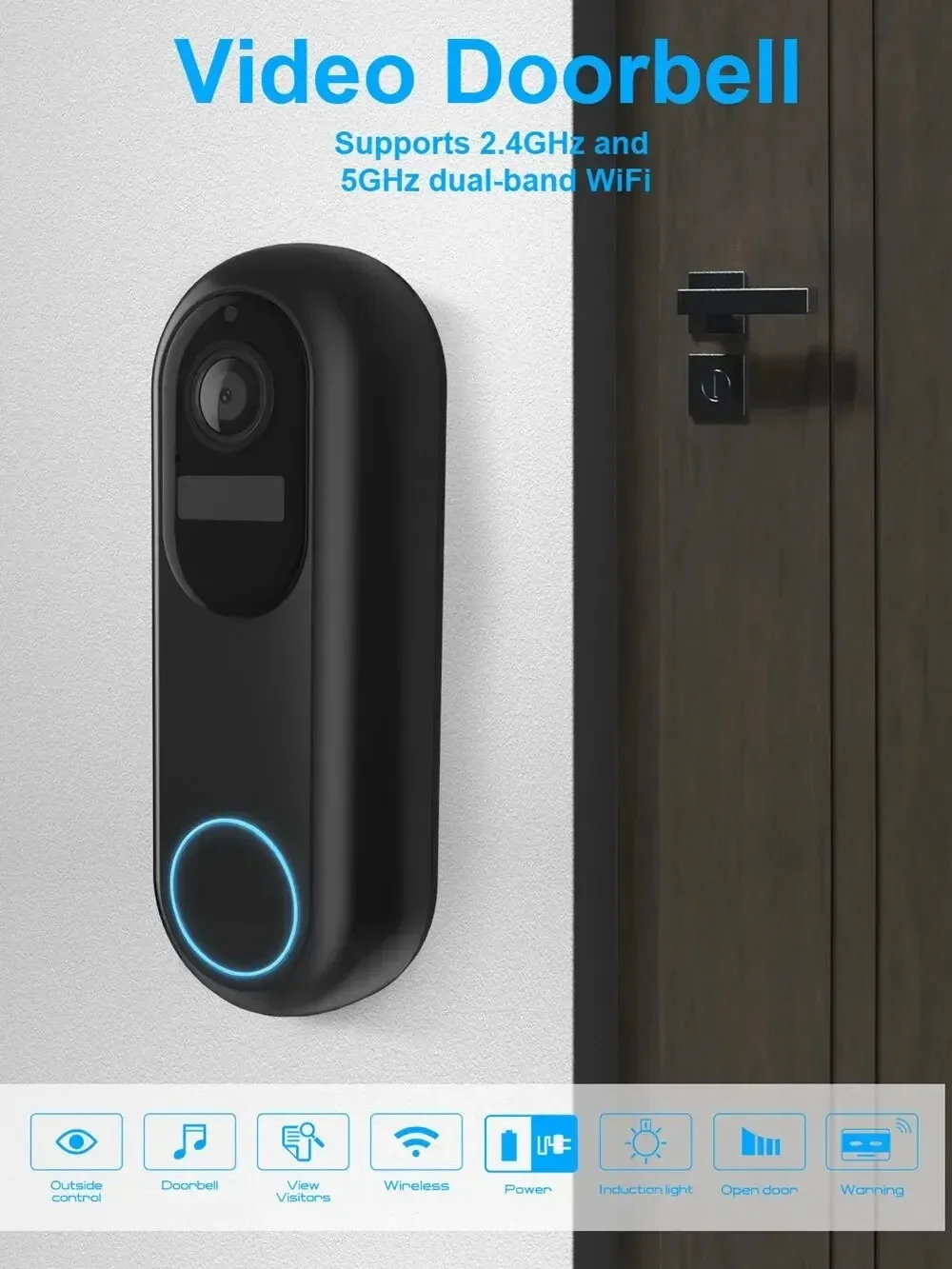 Tuya Smart Video Doorbell Wireless Door Bell Waterproof Night Vision Smart Home Video Intercom Camera Home Security Protection