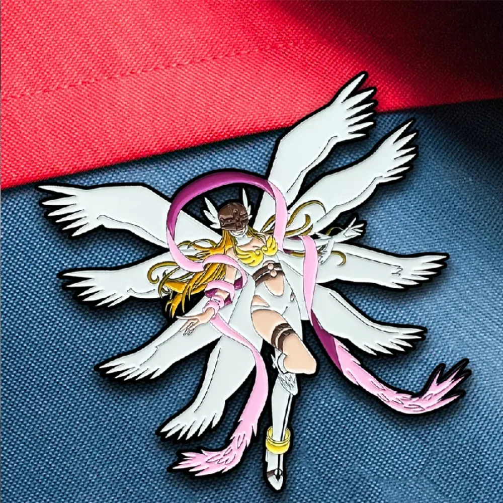 

Cartoon Anime Digimon Figure Angewomon Painted Badge Brooch Fashion Ornament Pins Brooches on Clothes Creative Accessories Gifts