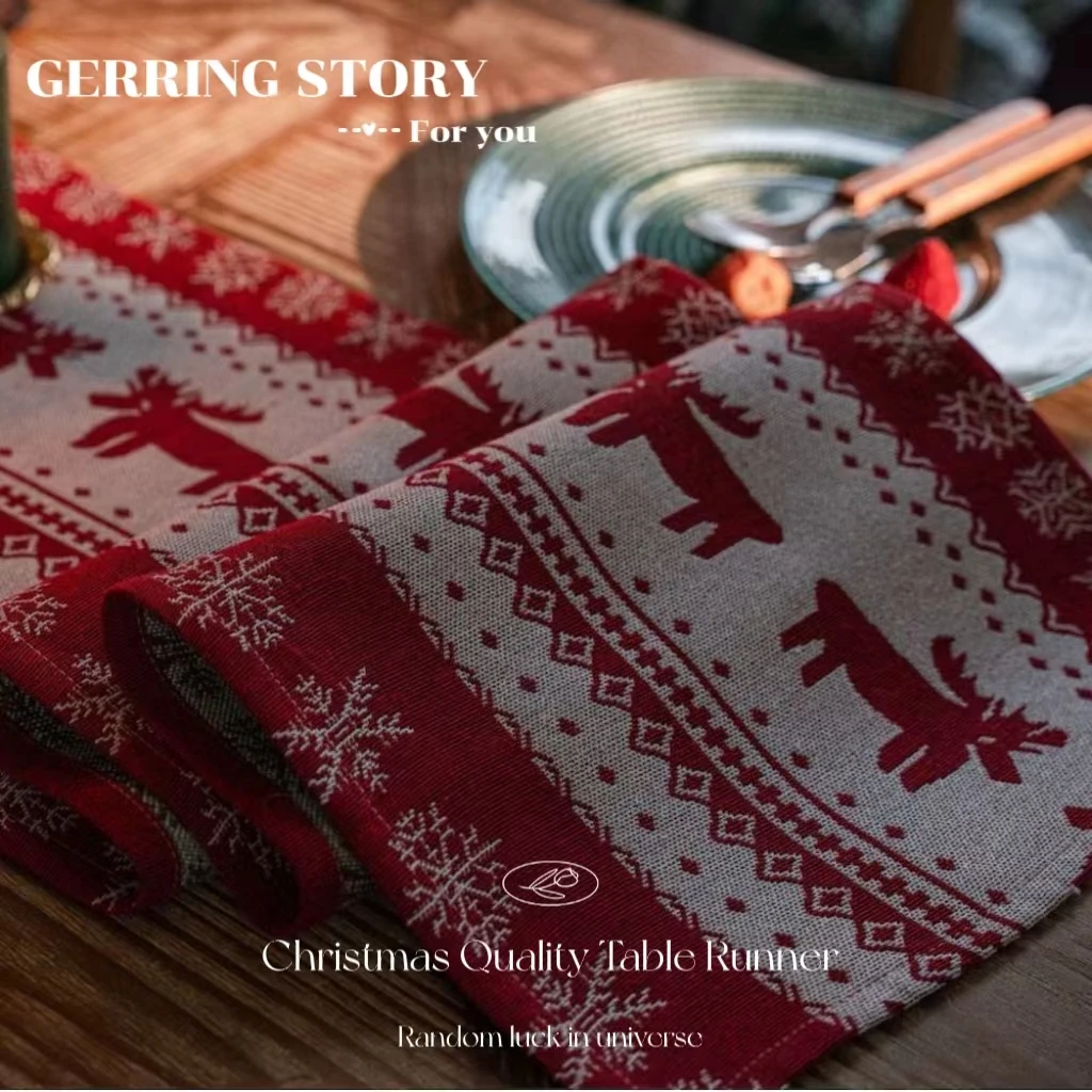 Gerring Jacquard Red Table Runner Wedding Christmas Decorations For Home Table TV Cabinet Tablecloth Modern Dining Table Flag