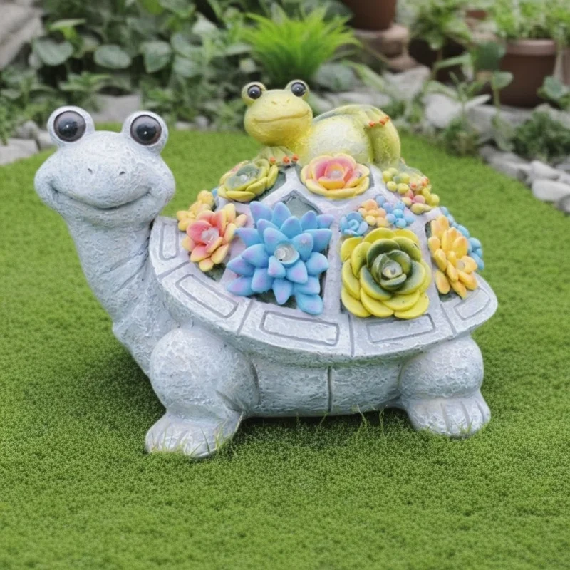 

Solar Garden Turtle Light Resin Animal Figurine Hedgehog Statue Outdoor Succulent Decor Creative Yard Ornament Landscape