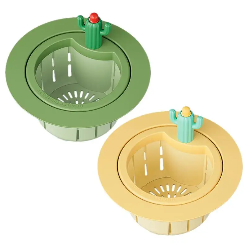 Home Living Floor Drain Hair Stopper Bath Catcher Sink Strainer Cute Cactus Kitchen Sink Filter Automatic Dumping Garbage Filter