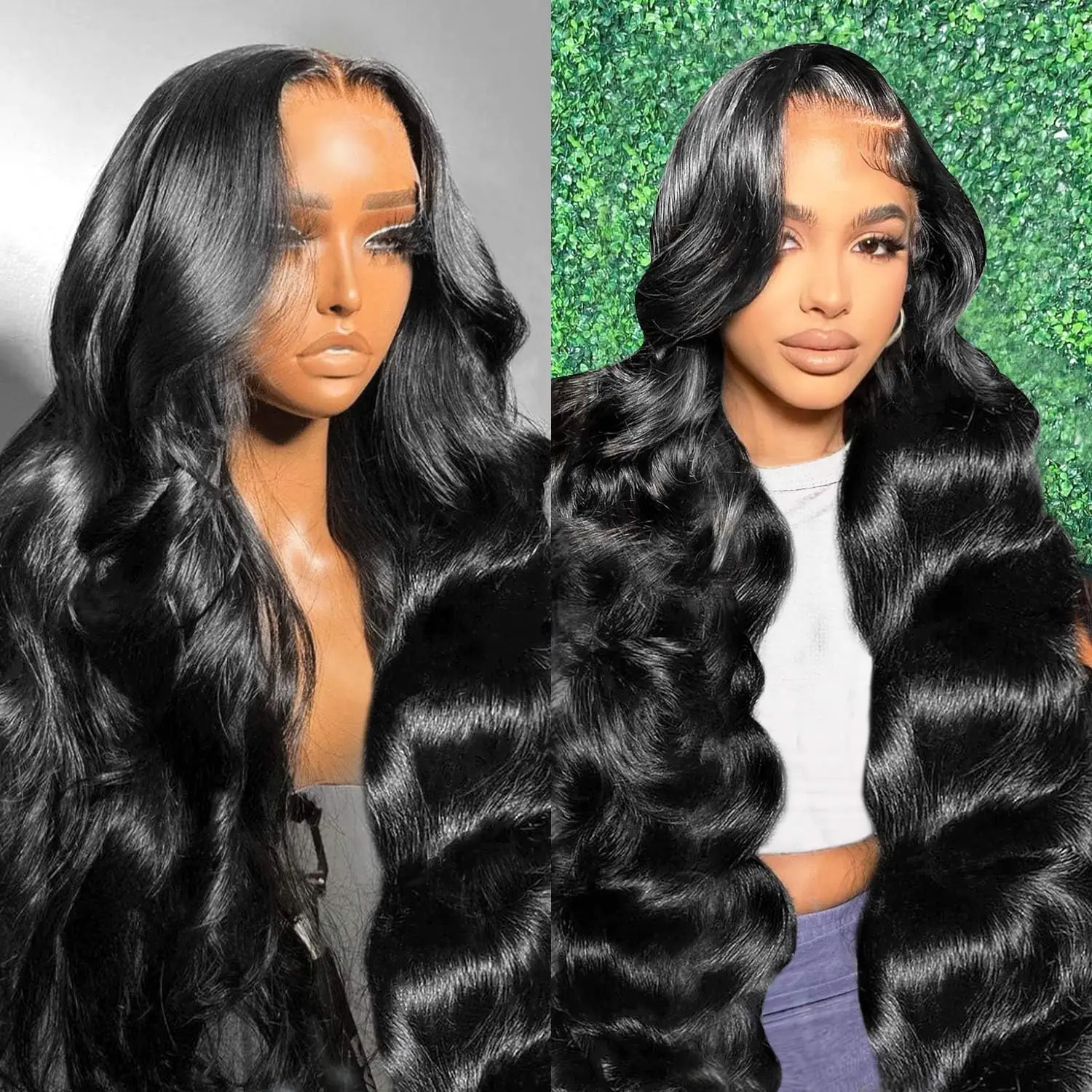 

13x6 Lace Front Wigs Human Hair Pre Plucked 200% Density Body Wave HD Lace Front Wigs Human Hair Transparent Frontal Glueless Wigs Virgin Human Hair with Baby Hair for Women 28 Inch Natural Black