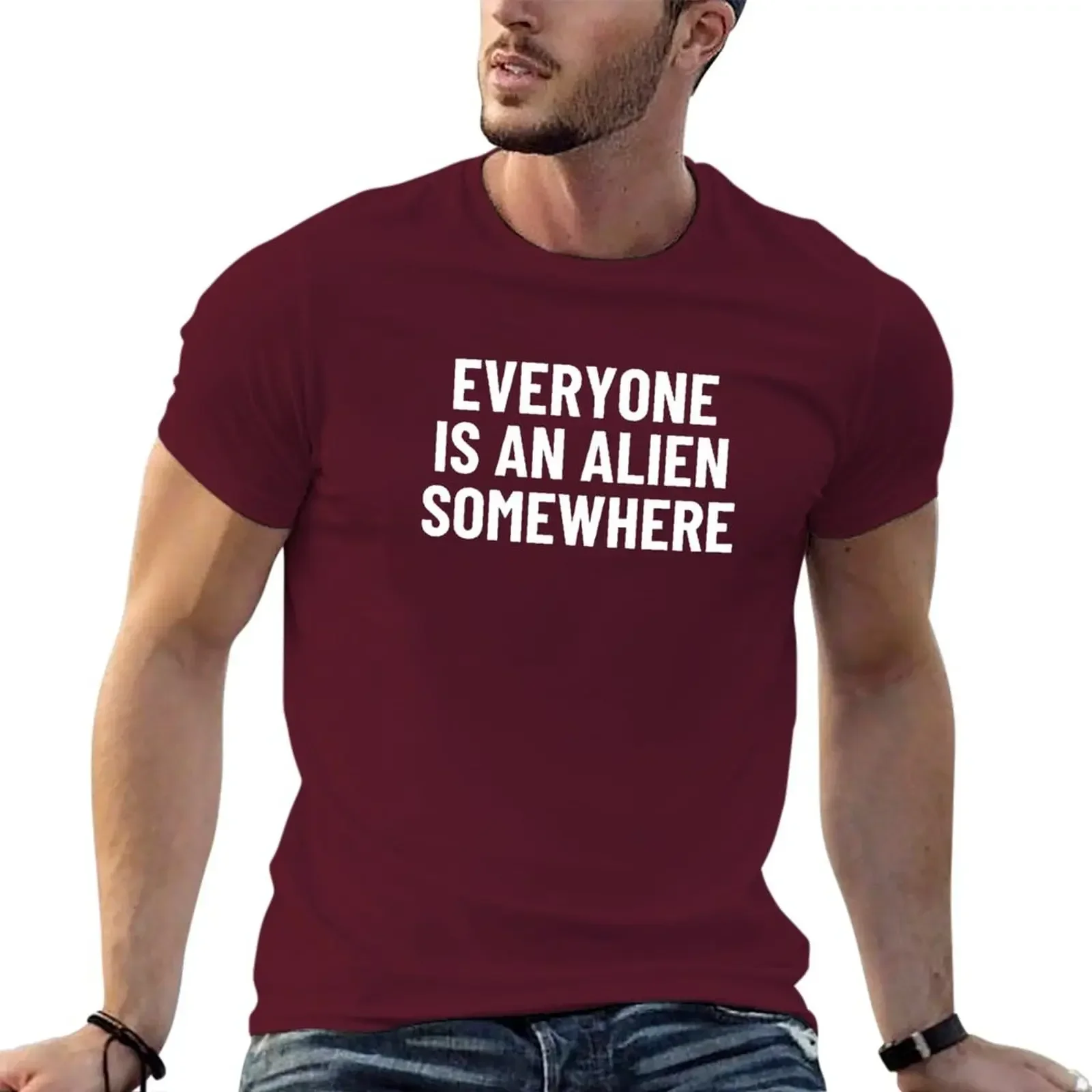 oversized t shirt t-shirts man black t shirt mens graphic t-shirts funny New Everyone Is An Alien Somewhere T-Shirt