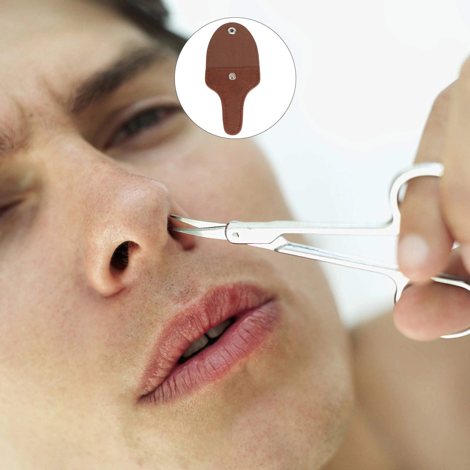 

2Pcs High-Grade PU Leather Scissor Bag Nose Hair Scissors Storage Pouch Minimalist Case Organizer