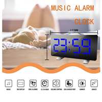 LED Mirror Digital Alarm Clock USB Rechargeable 3 Levels Brightness Adjustable Snooze 10 Music Option Power off Memory Function