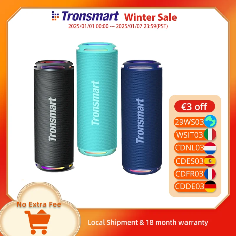 Tronsmart T7 Lite Bluetooth Speaker Portable Speaker with Enhanced Bass, Bluetooth 5.3, 24H Playtime, APP Control, for Camping