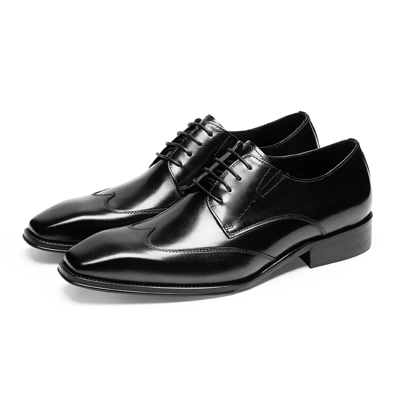 

New British Style Brogue Wedding Shoes Men Dress Casual Genuine Leather Fashion Office Party Lace Up Formal Derby Shoes Male