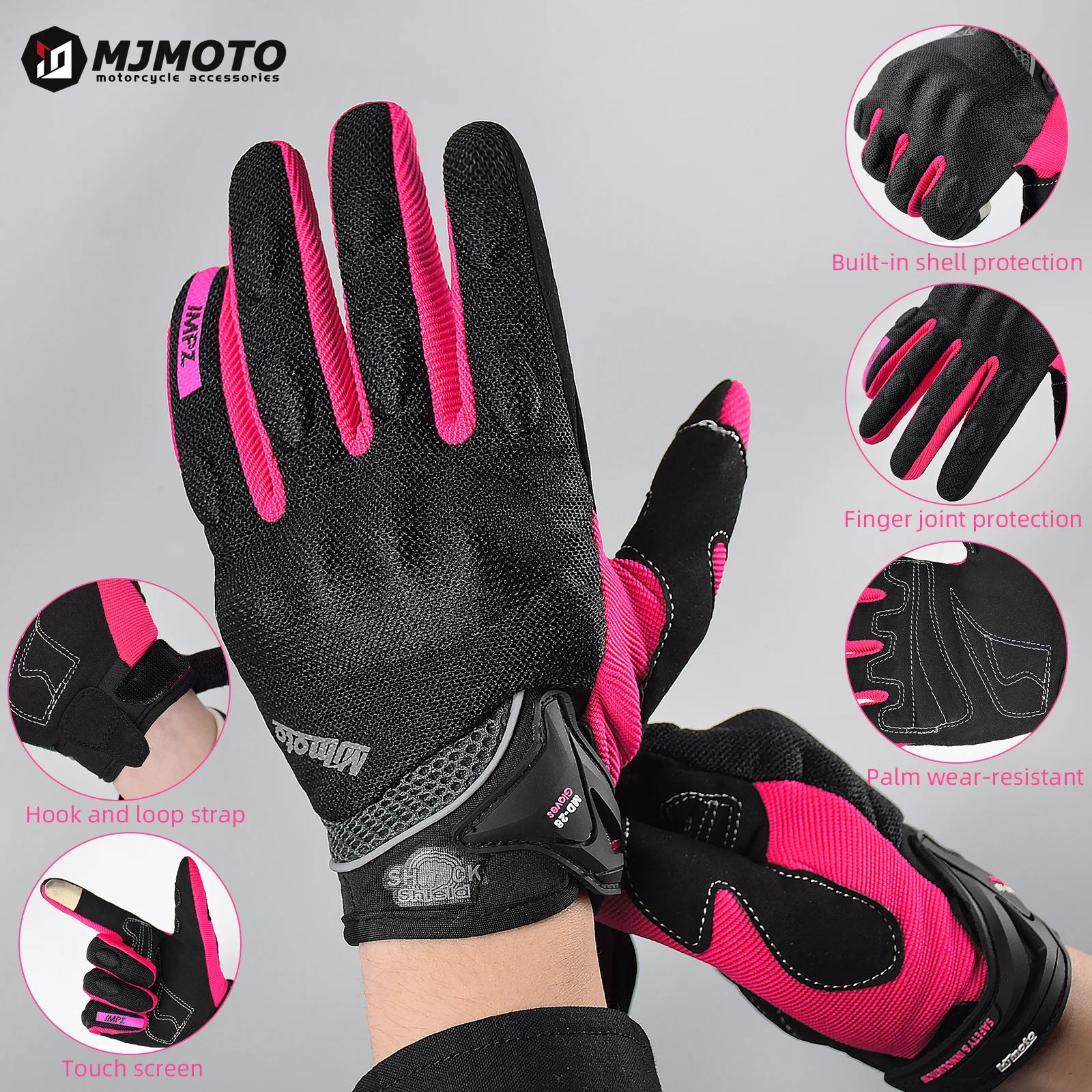 

Mjmoto Lady Pink Motorcycle Gloves Summer Women Breathable Motocross Racing Gloves Motorbike Bicycle Cycling Moto Gloves Female