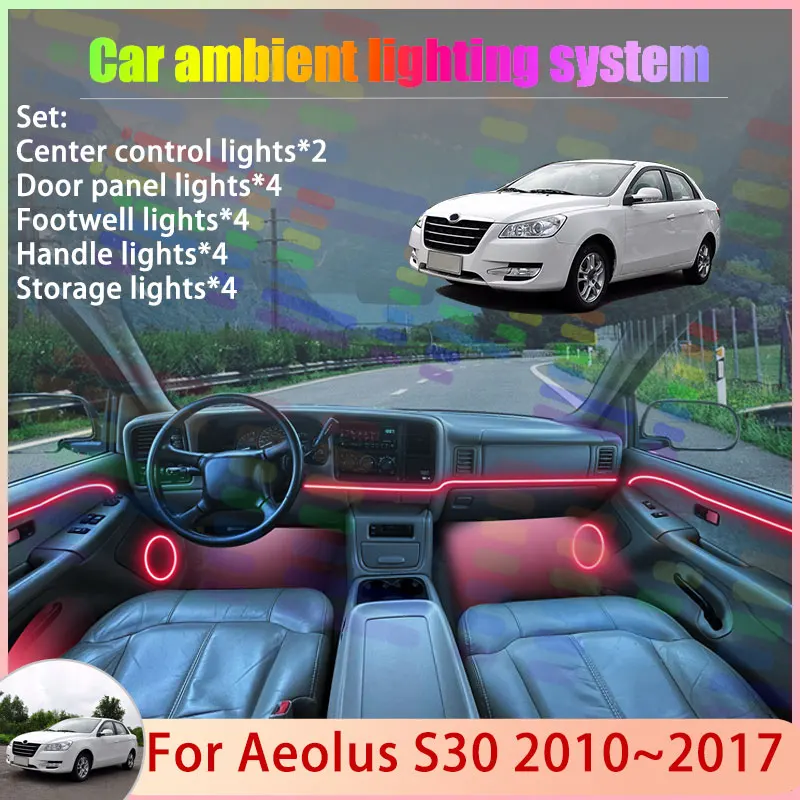 

For Aeolus S30 2010~2017 H30 2/24 in 1 Car Atmosphere Light Lamp RGB Shade Ensemble Streamer Atmosphere Set Accessories Parts