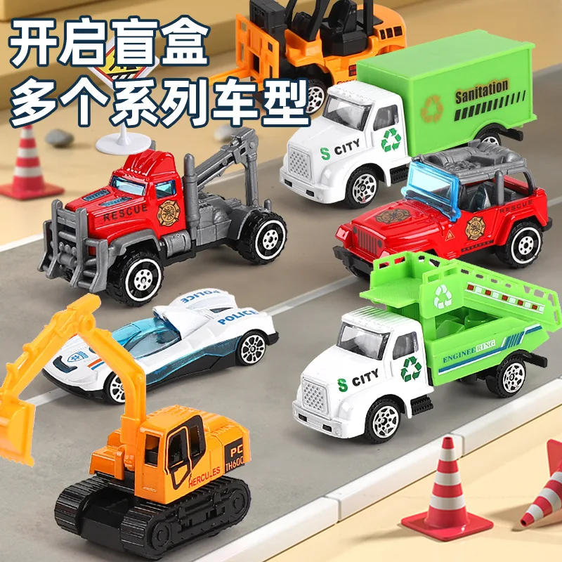Engineering Mini Cars Rail Scene Toy Parking Lot Wheels Storage Box  Model Track Vehicle Building Boys Play Set Construction Car