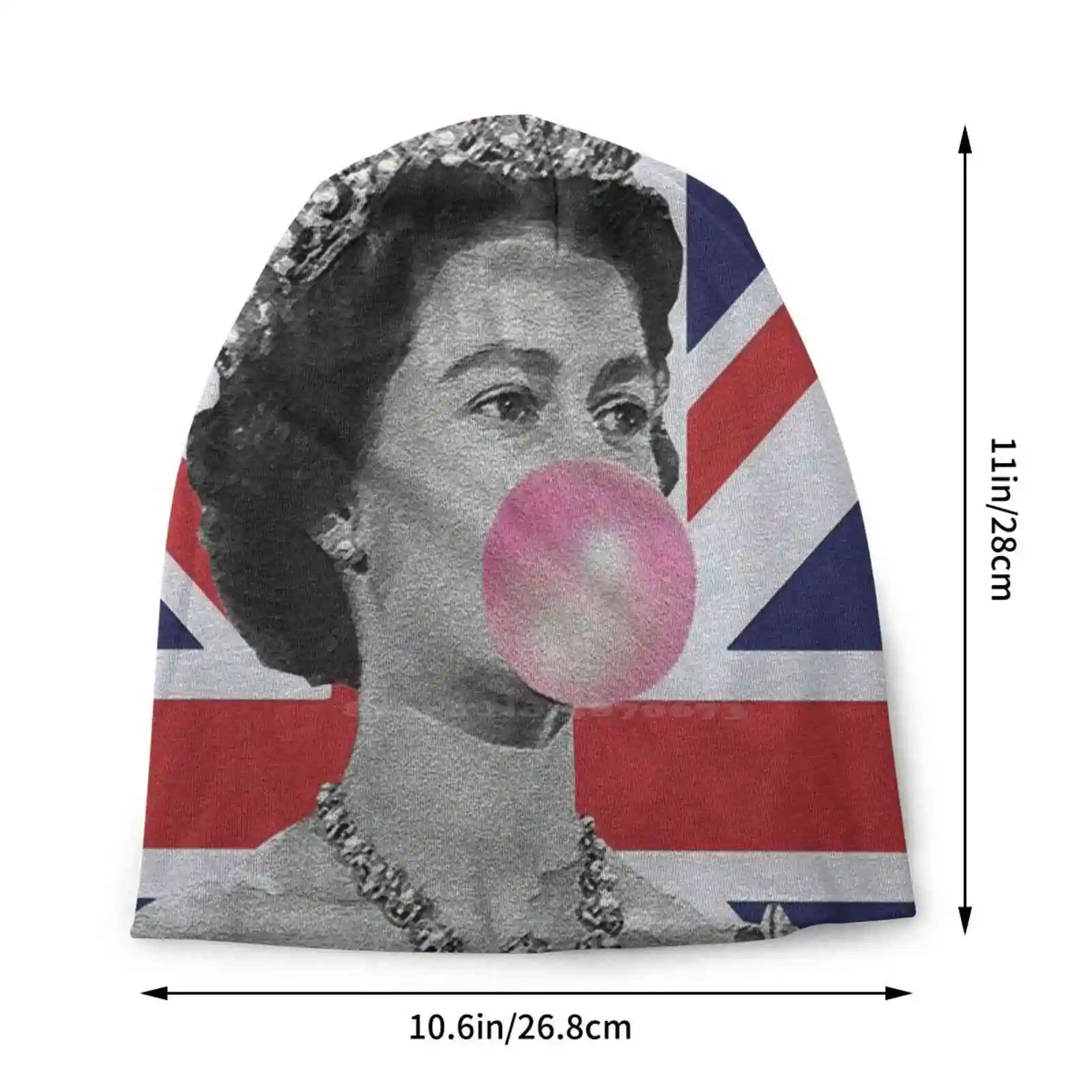 Queen Elizabeth Bubble Gum Knitted Hat Warm Beanie Outdoor Caps British Queen Of England Queen Of Uk Union Jack Bubble Gum The