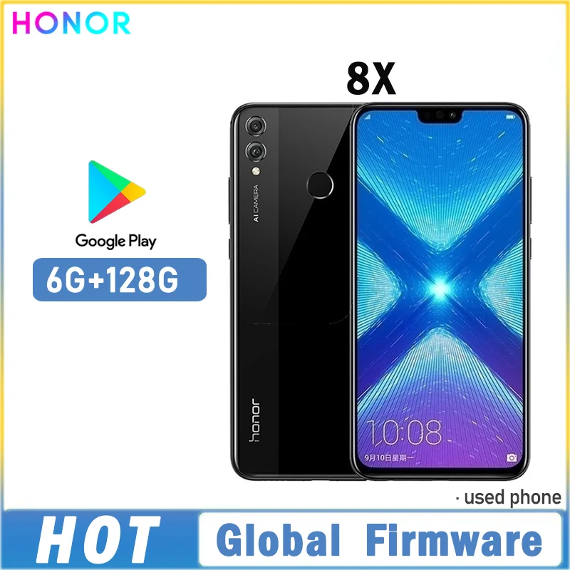 Global Firmware HONOR 8X Smartphone 6.5-inch rear camera 20MP CPU Haisi Qilin 710 EMUI 8.2 good condition used phone