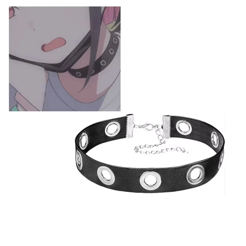 Jogo azul arquivo kyouyama kazusa feminino pescoço anel pulseira de silicone cosplay acessórios traje colar couro perna cinta prop