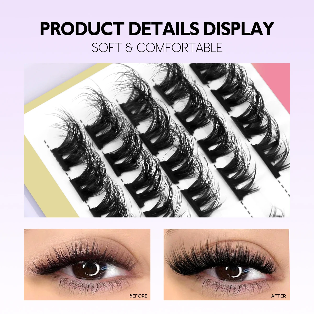 Lasvirey Kit di grappoli per ciglia fai-da-te Ciglia naturali per occhi di gatto Ciglia individuali Set completo Ciglia 3D Estensione ciglia finte visone Trucco