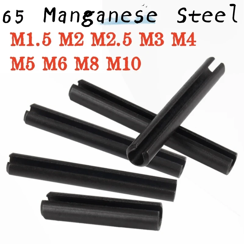M1.5 M2 M2.5 M3 M4 M5 M6 M8 M10 Black Spring Cylindrical Hollow Pin 65Mn Steel Straight Cotter Fastener Pin 5 100pcs