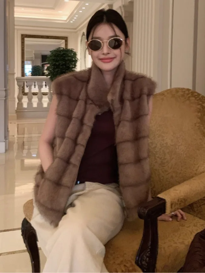 Thiened Fluffy Zipper Gilet in pelle da donna Faionable Retro All-Match Personali Autunno Inverno Cappotto coreano Sle Cotton I...