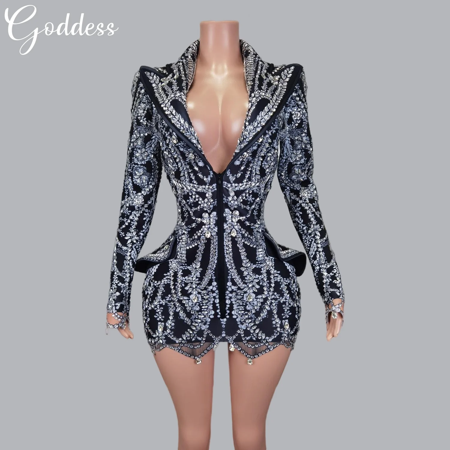 Robe de Banquet Élégante en IQUE dex pour Femme, Tenue de Soirée Luxueuse, Sexy, avec Strass Brillants, pour Bar, Discothèque, Scène, ixd'Anniversaire