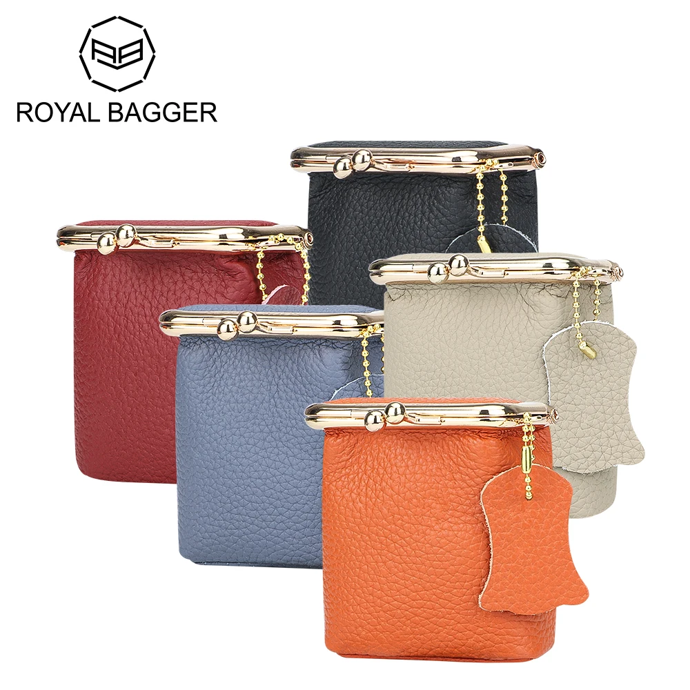 Royal Bagger Mini Lipstick Holder for Women, Solid Color Fashion Kiss Lock Key Storage Pouch, Portable Coin Purse Pendant 1641