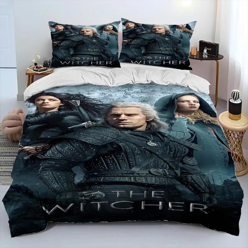 The Witcher 3 Bedding Set Anime Harajuku Printed Bedding Cartoon Duvet Cover Pillowcase Quilt Cover Set Oversized Bed Linen