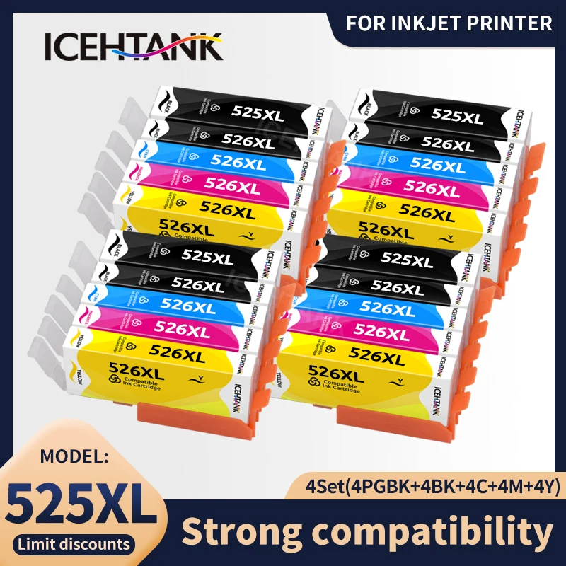 Icehtank 5Color Ink Cartridge PGI-525 CLI-526 For Canon PGI 525 Pixma MG6150 MG6200 MG6220 MG6250 MG8120 IP4800 IP4850 Printer