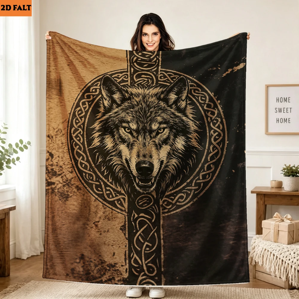 Large Wolf Head Tapestry Throw Blanket Rustic Forest Animal Wall Decor Bohemian Home Accent
